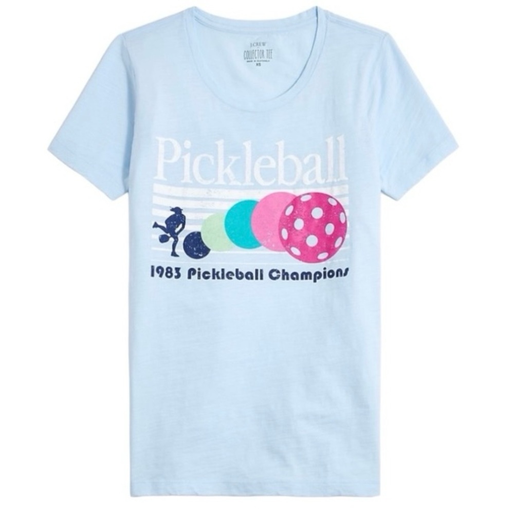 NWT J. Crew Pickleball Graphic Tee, Retro Short Sleeve J.Crew Factory XXL Blue